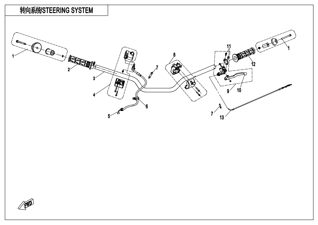 2017 CF MOTO CF250 STEERING SYSTEM - F10 exploded diagram