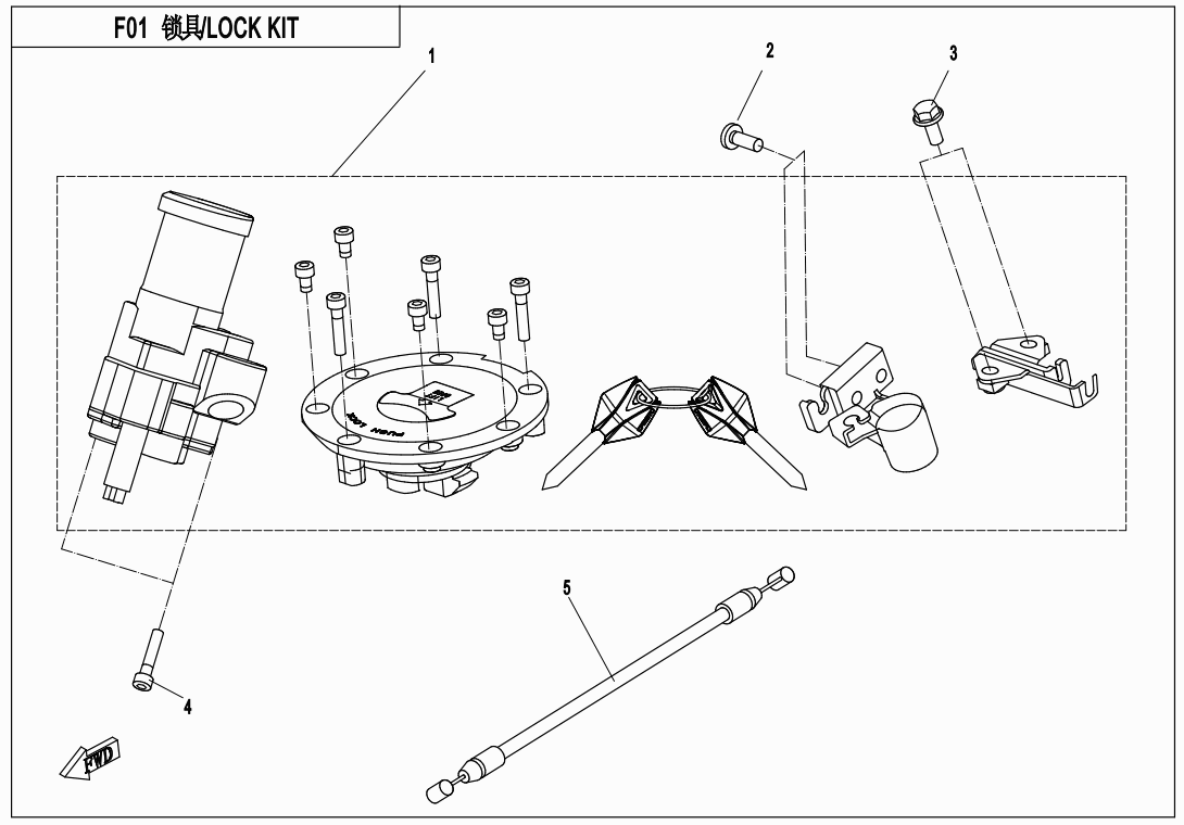 2016 CF MOTO CF400 LOCK KIT - F01 exploded diagram