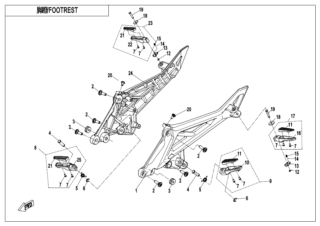 2017 CF MOTO CF400 FOOTREST(ABS) - F14-B-V3 exploded diagram