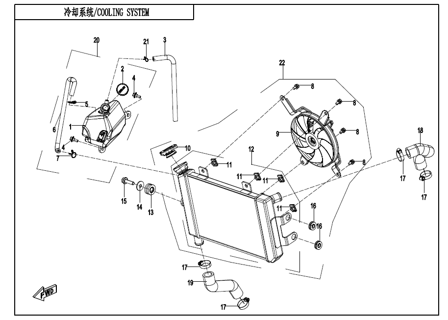 2020 CF MOTO CF650-8 COOLING SYSTEM - F18 exploded diagram