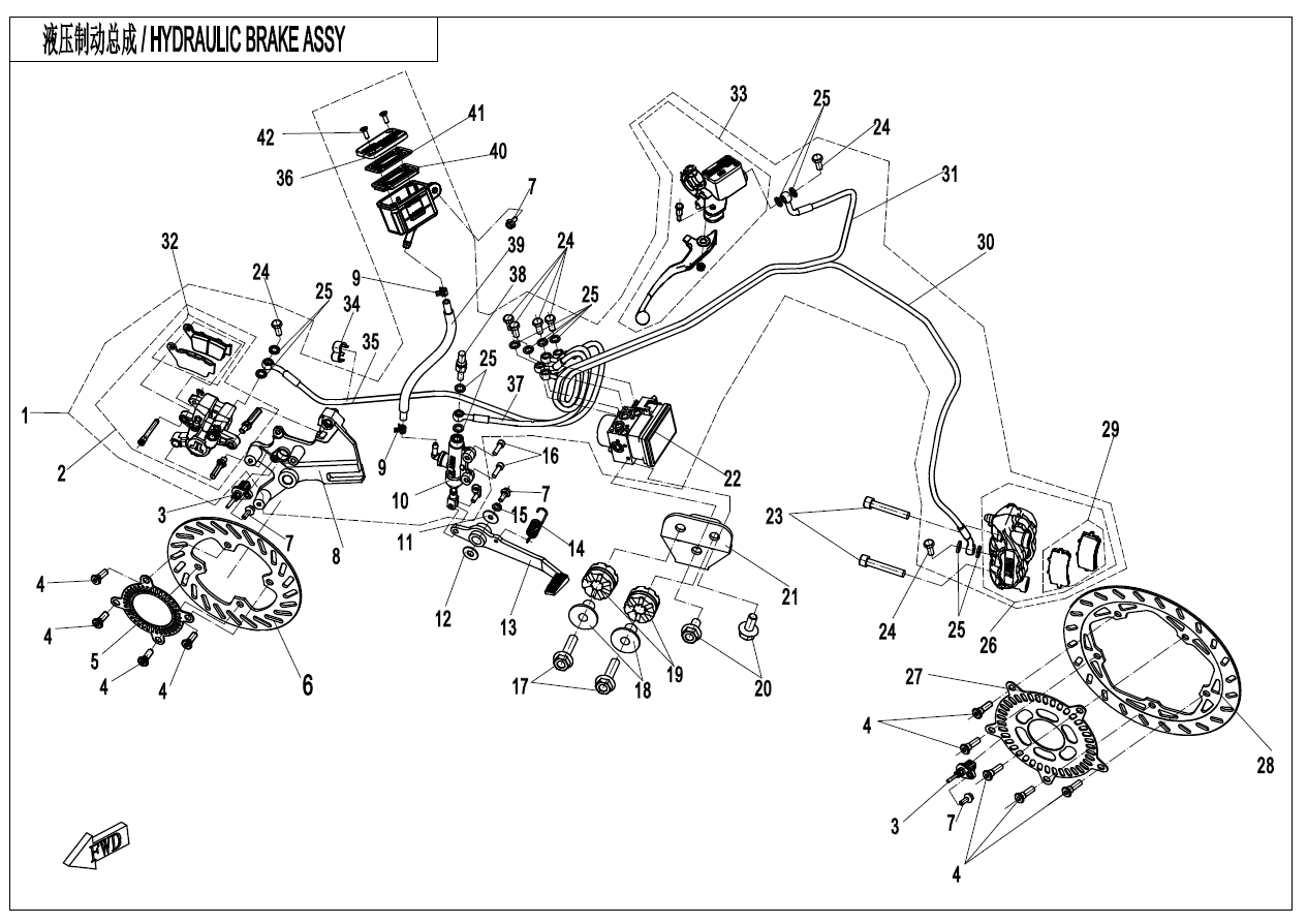 2021 CF MOTO CF300-3F MAB BRAKE ASSY(ABS) - F08-C-V2 exploded diagram