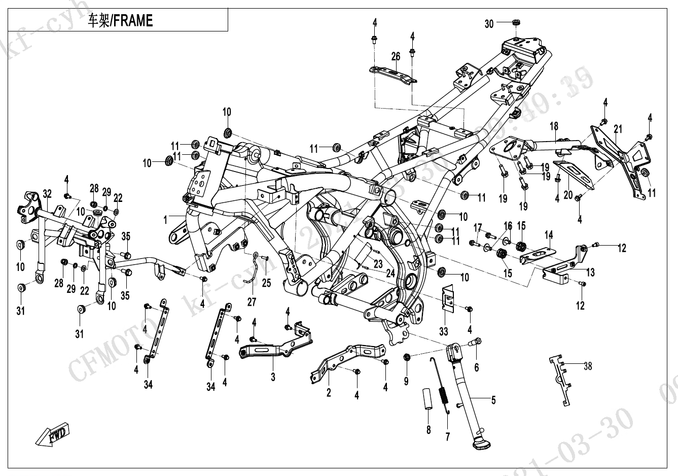 2021 CF MOTO CF650-8F FRAME - F03