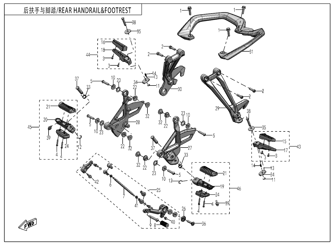 2021 CF MOTO CF650-8F REAR HANDRAIL@^FOOTREST - F14