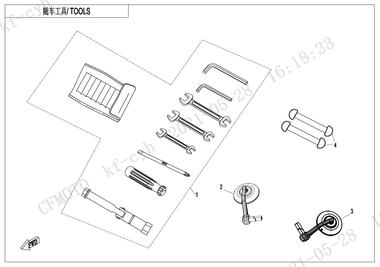 2022 CF MOTO CF700-2A TOOLS - F20 exploded diagram