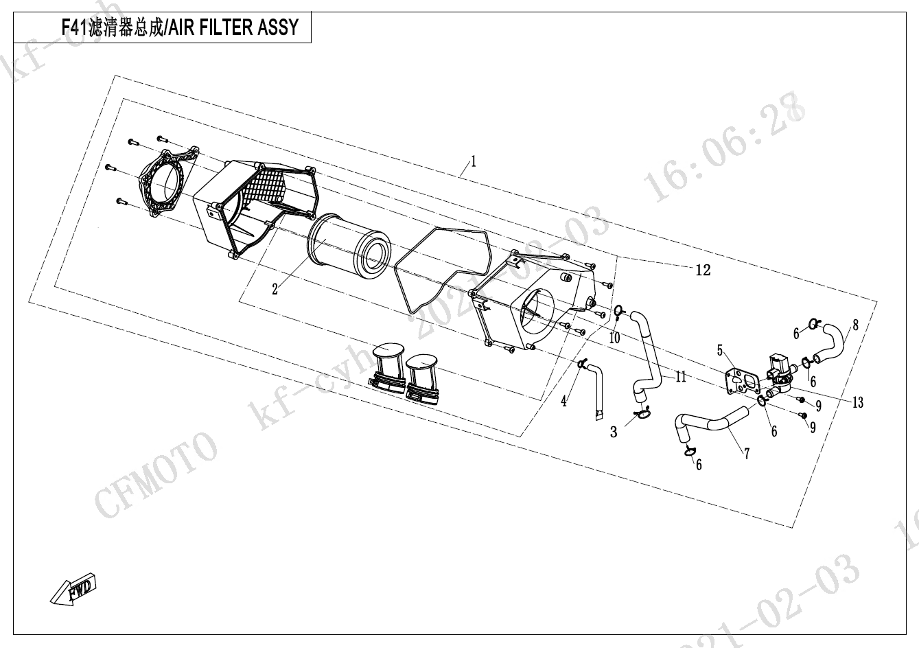 2022 CF MOTO CF700-2A AIR FILTER - F41 exploded diagram