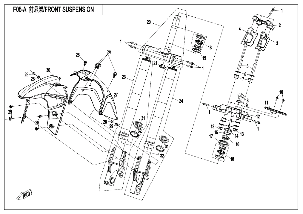 2022 CF MOTO CF650-3F FRONT SUSPENSION - F05