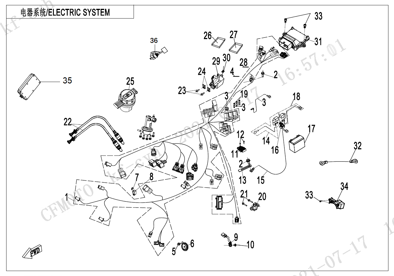 2022 CF MOTO CF650-3F ELECTRIC SYSTEM - F15 exploded diagram