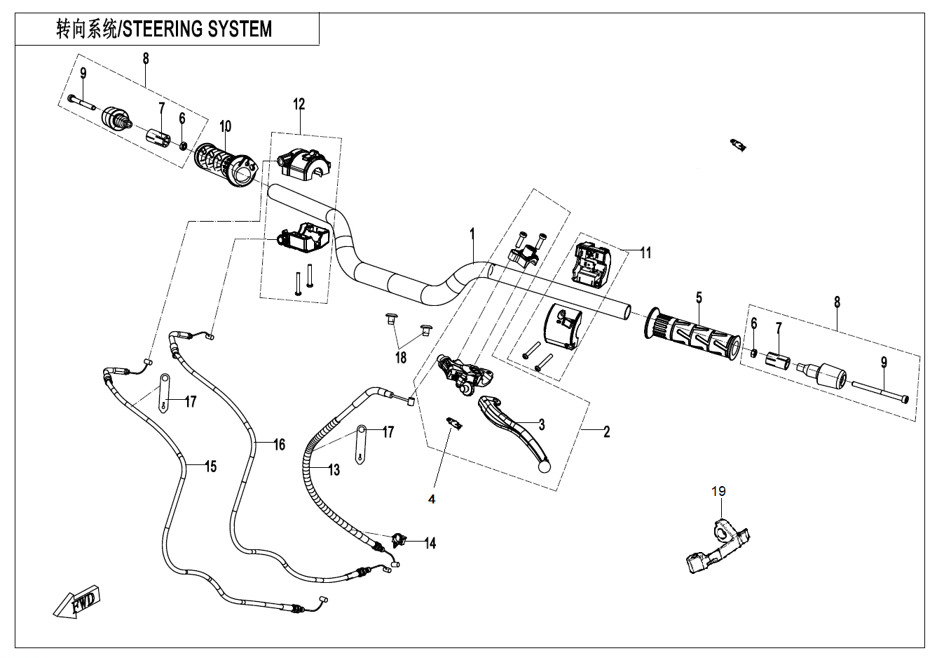 2023 CF MOTO CF650-8F STEERING SYSTEM - F10-B exploded diagram