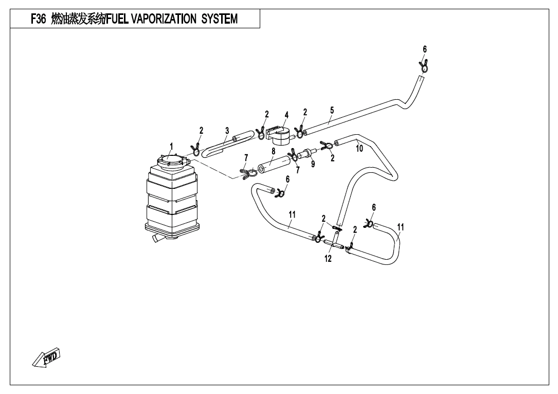 2023 CF MOTO CF650-8F FUEL VAPORIZATION SYSTEM - F36 exploded diagram