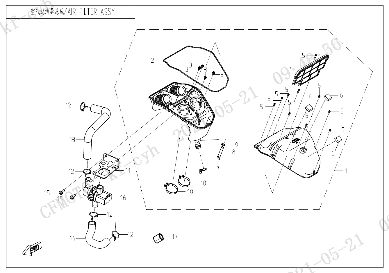 2023 CF MOTO CF650-8F AIR FILTER - F41 exploded diagram