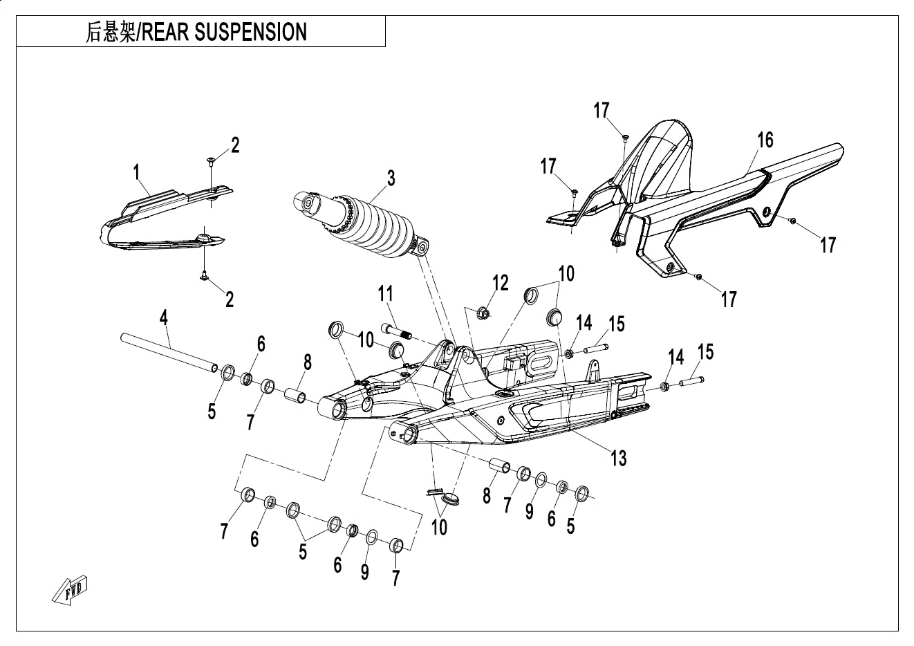 2023 CF MOTO CF800-7F REAR SUSPENSION - F06 exploded diagram