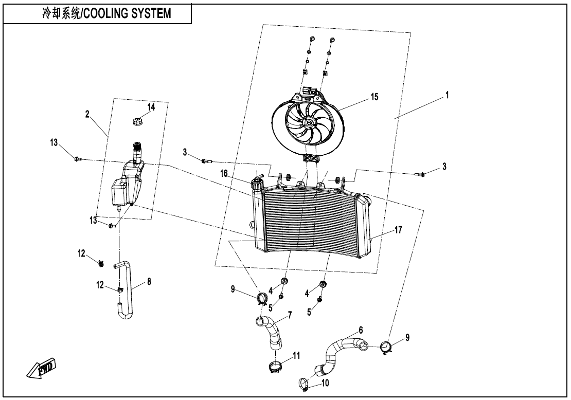 2023 CF MOTO CF800-7F COOLING SYSTEM - F18 exploded diagram