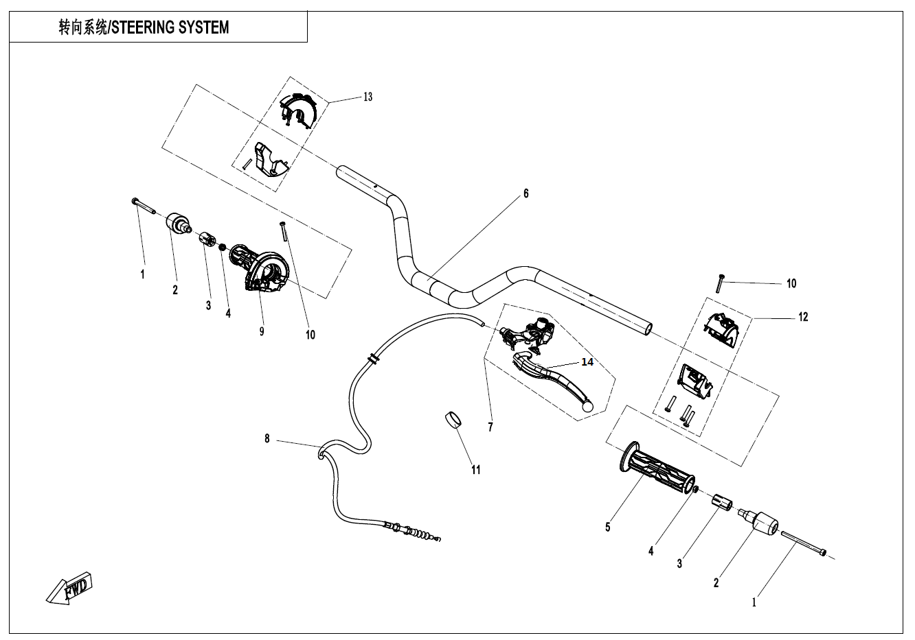2024 CF MOTO CF700-2D STEERING SYSTEM - F10 exploded diagram