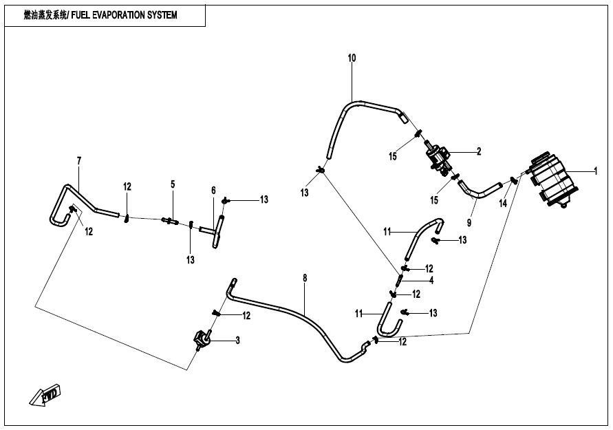 2024 CF MOTO CF650-3F FUEL VAPORIZATION SYSTEM - F36 exploded diagram