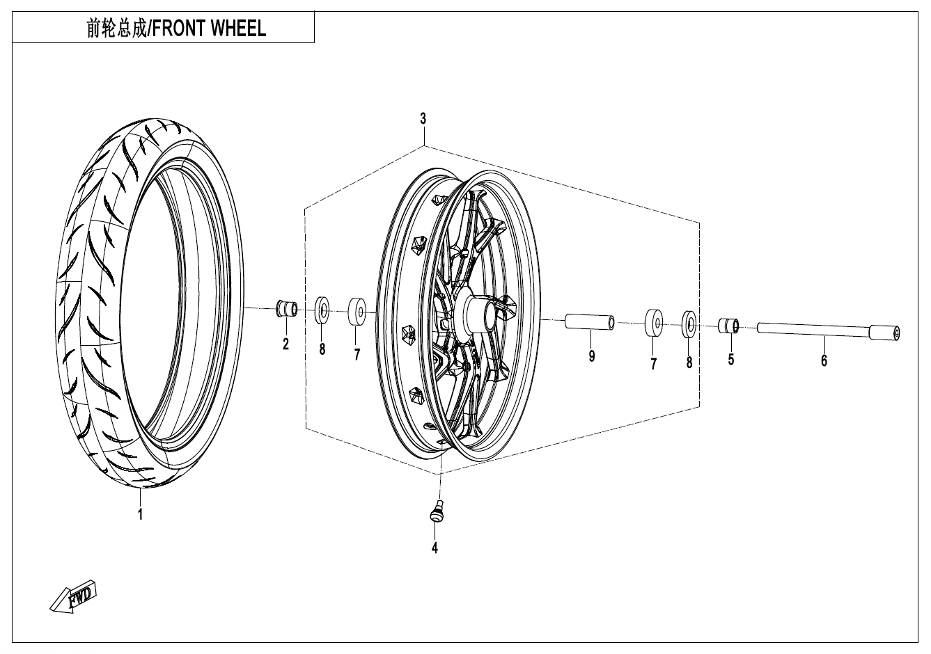 2025 CF MOTO CF250-6DH FRONT WHEEL(WANFENG) - F07-B exploded diagram