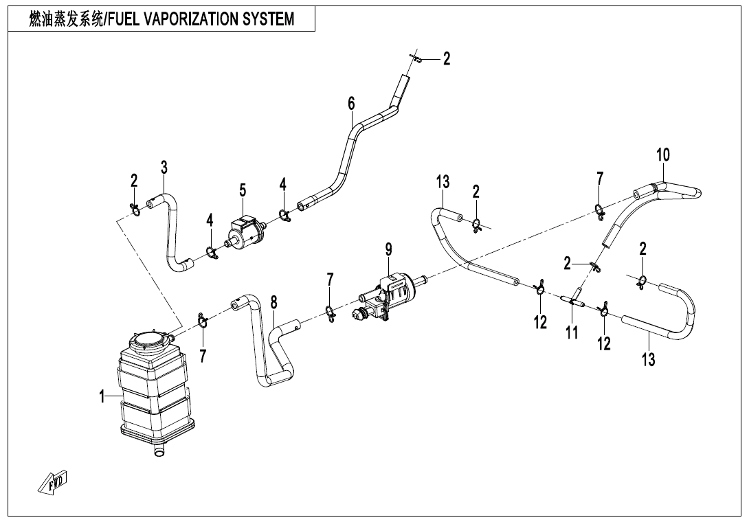 2025 CF MOTO CF700-9AH FUEL VAPORIZATION SYSTEM - F36 exploded diagram