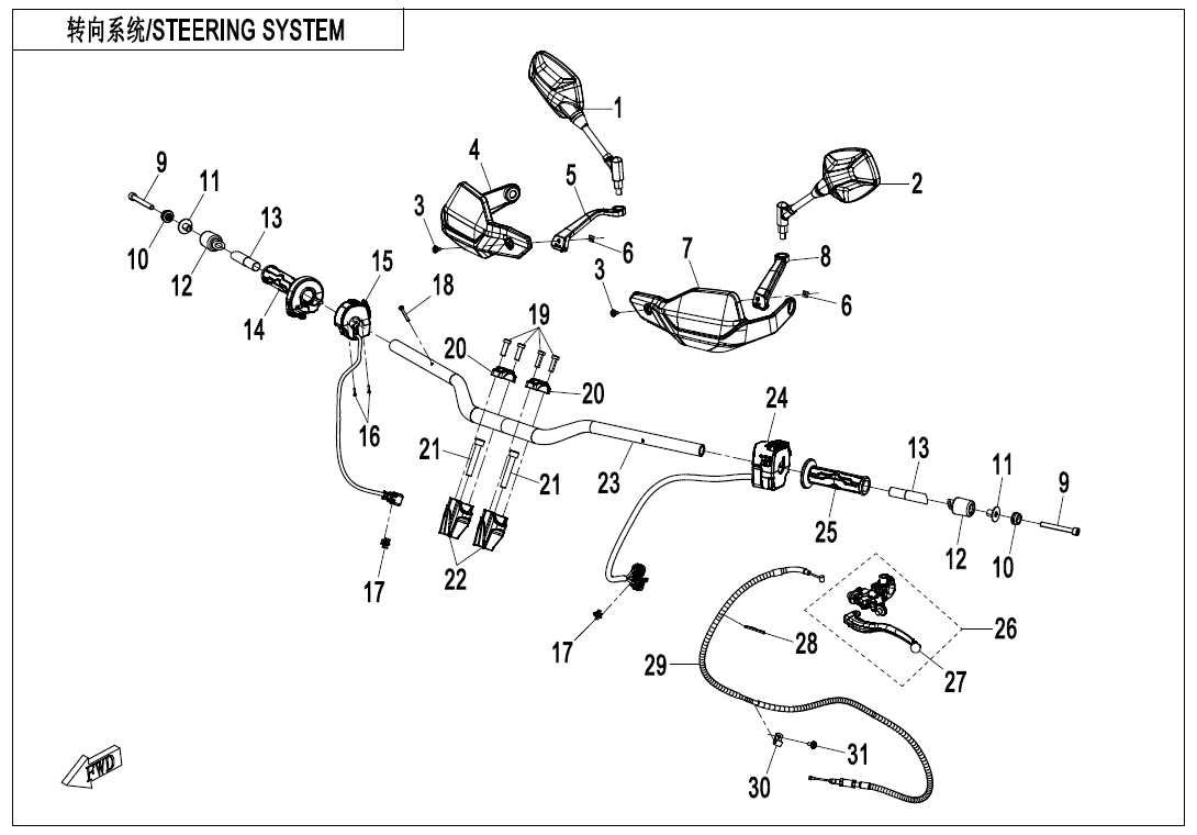 2025 CF MOTO CF800-11H STEERING SYSTEM - F10