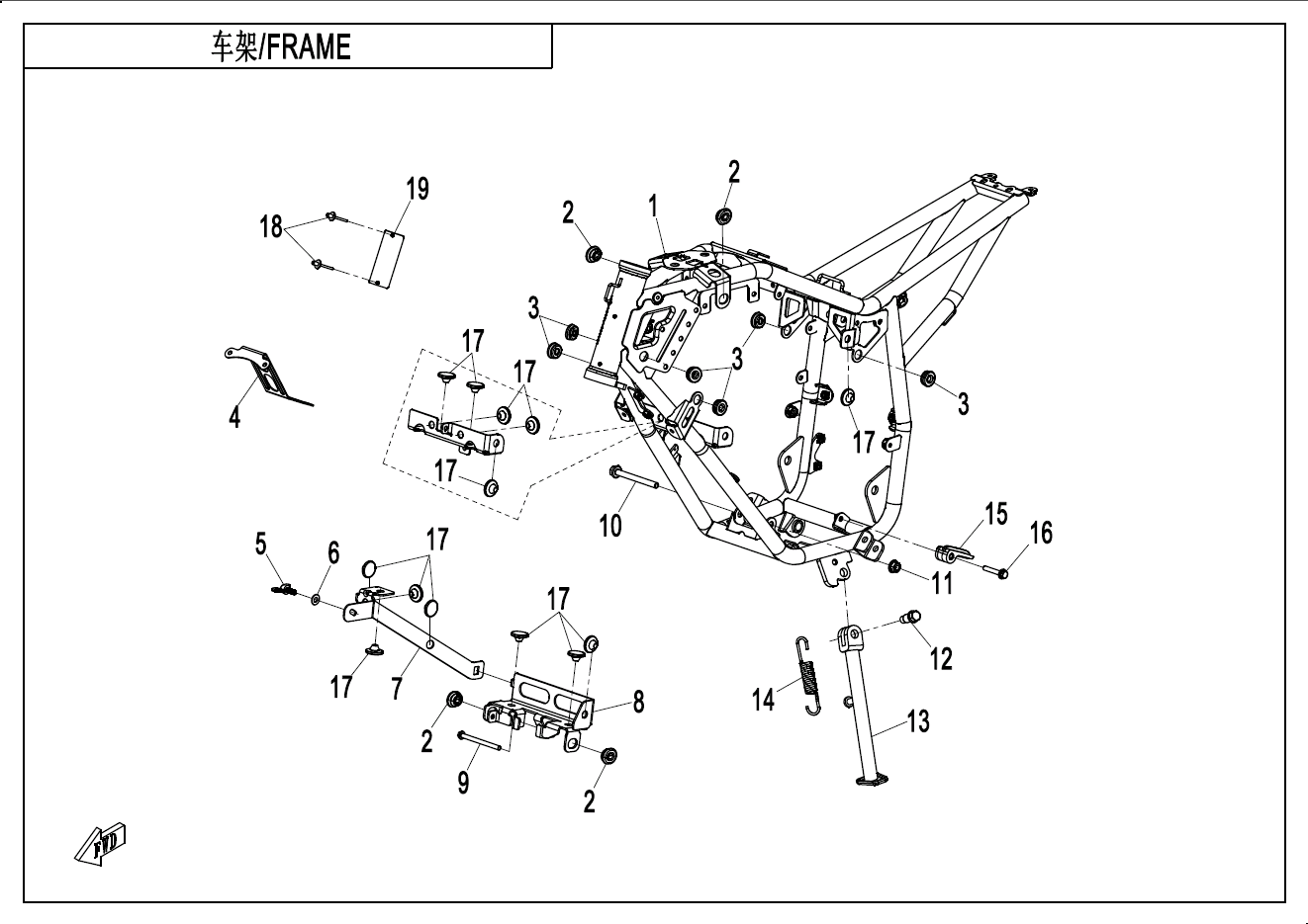 2023 CF MOTO CF1000DY FRAME ASSY - F03 exploded diagram