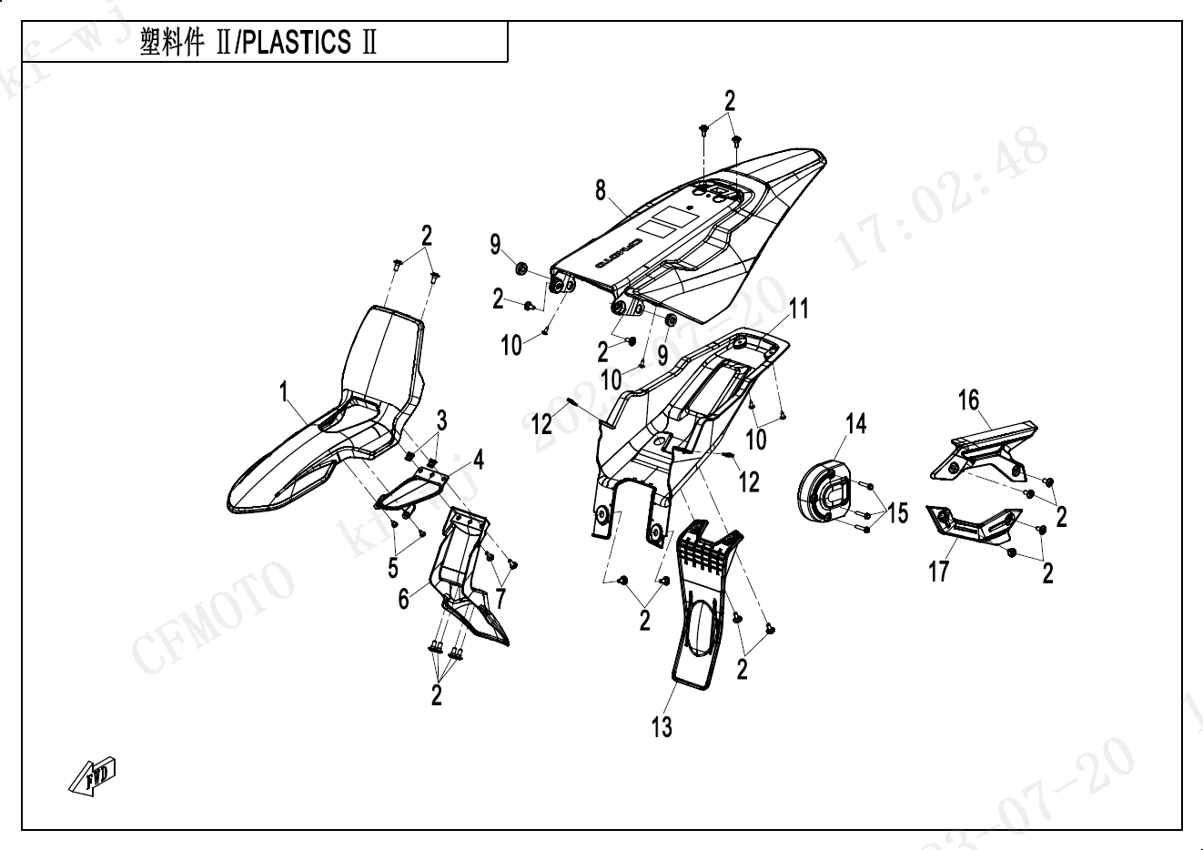 2023 CF MOTO CF1000DY PLASTIC2 - F04-2 exploded diagram