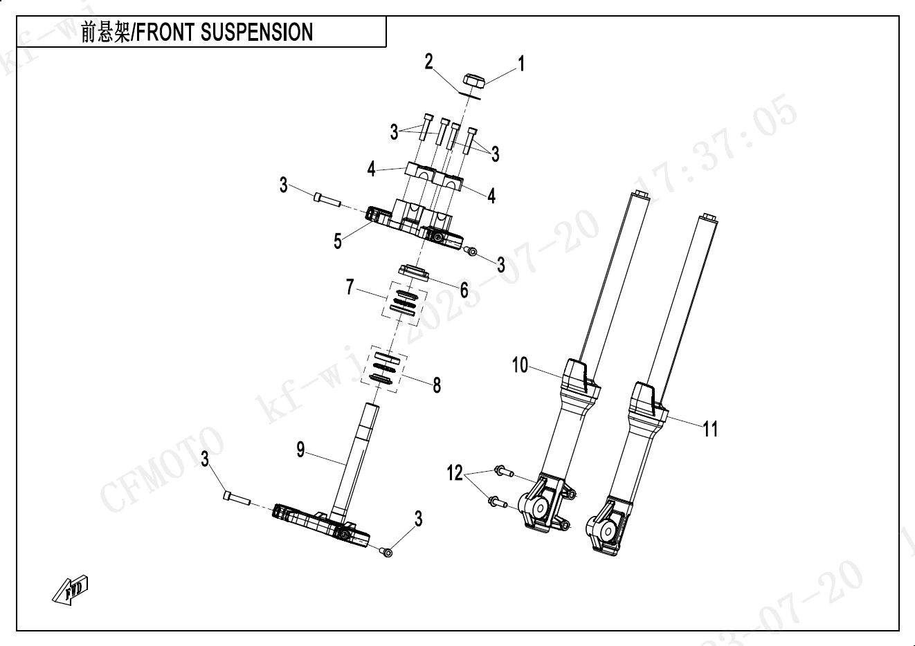 2023 CF MOTO CF1000DY FRONT SUSPENSION - F05 exploded diagram