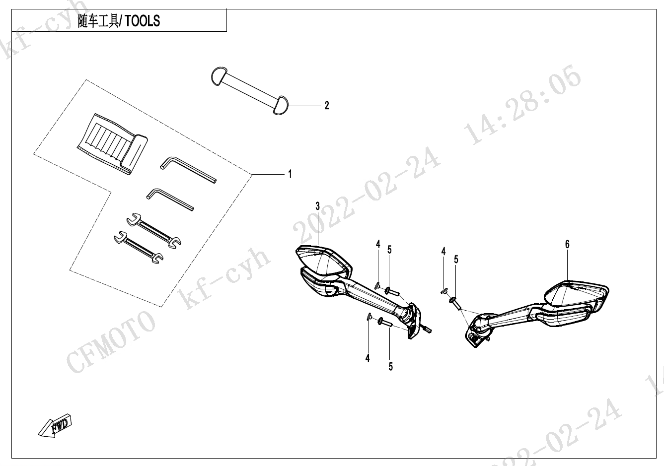 2022 CF MOTO CF400-6F(EU5) TOOLS - F20 exploded diagram
