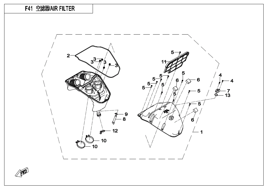 2020 CF MOTO CF650-3C(EU4) AIR FILTER(LIMITED SPEED--A2) - F41-B exploded diagram