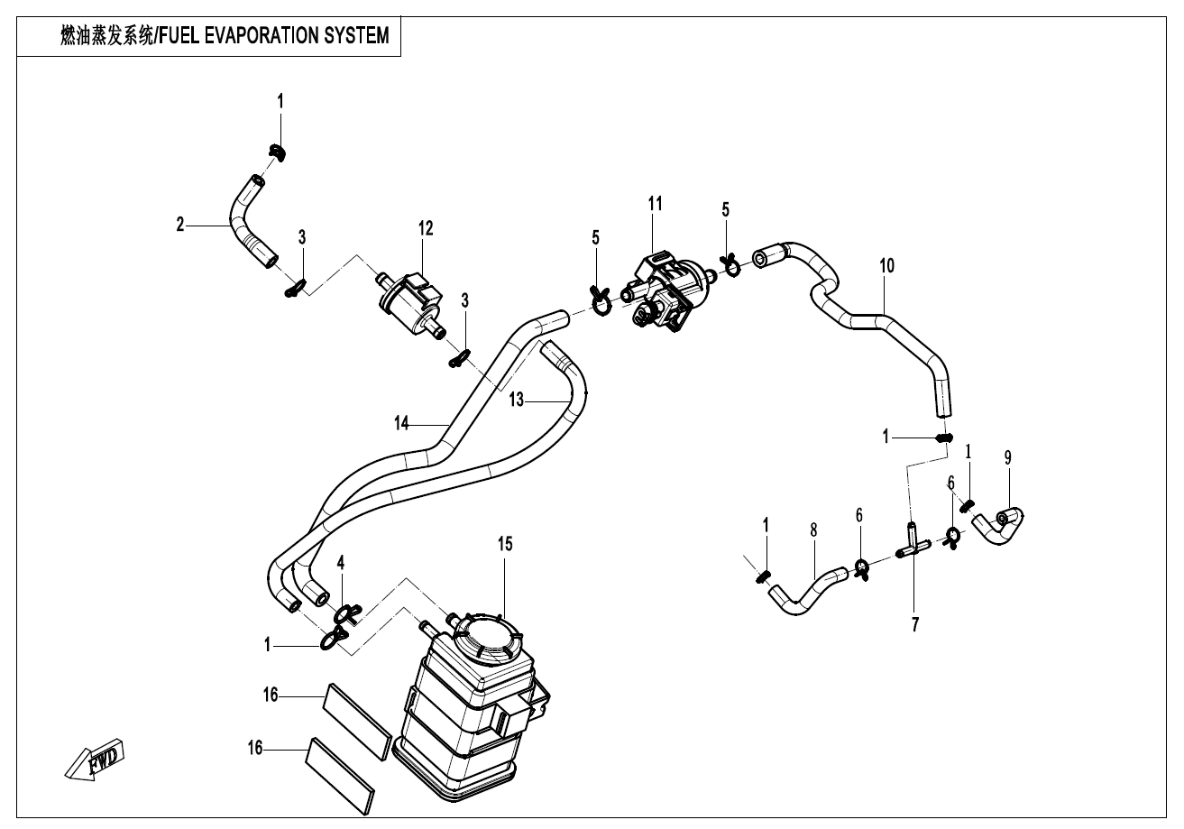 2024 CF MOTO CF400-6F(EU5) FUEL VAPORIZATION SYSTEM - F36 exploded diagram