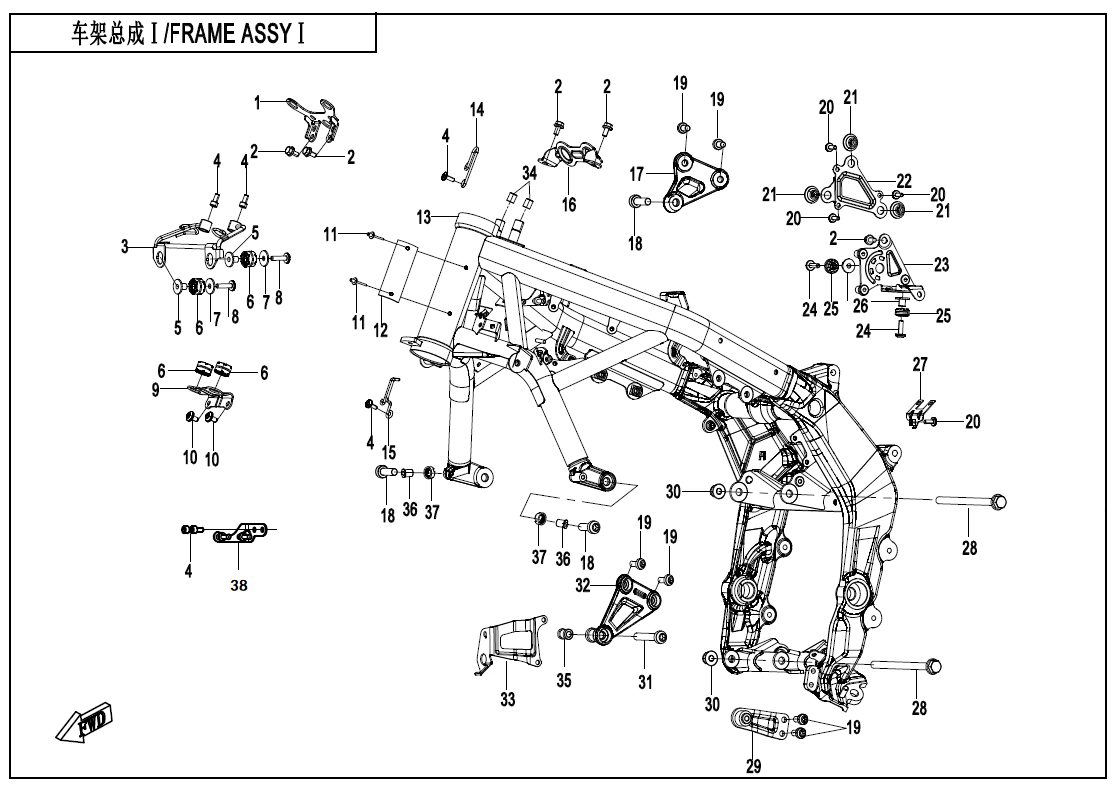 2026 CF MOTO CF650-11H FRAME 1 - F03-1 exploded diagram