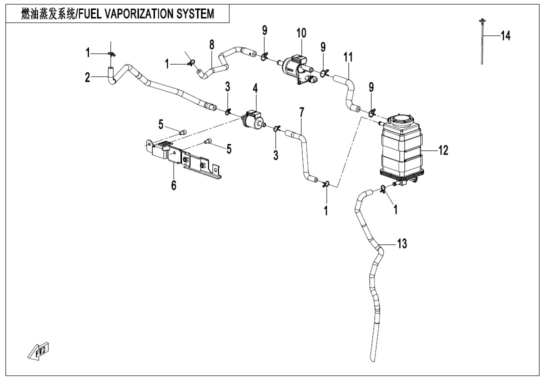 2026 CF MOTO CF650-11H FUEL EVAPORATION SYSTEM - F36 exploded diagram