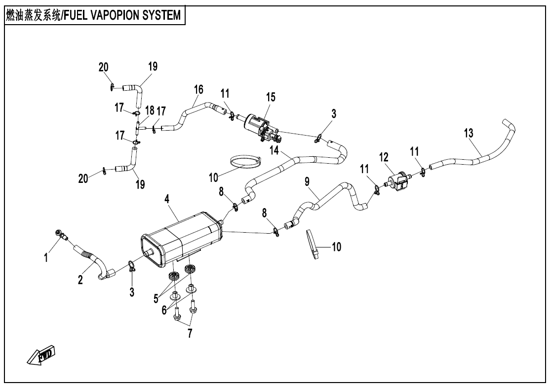 2026 CF MOTO CF800-11H FUEL VAPOPIN SYSTEM - F36 exploded diagram