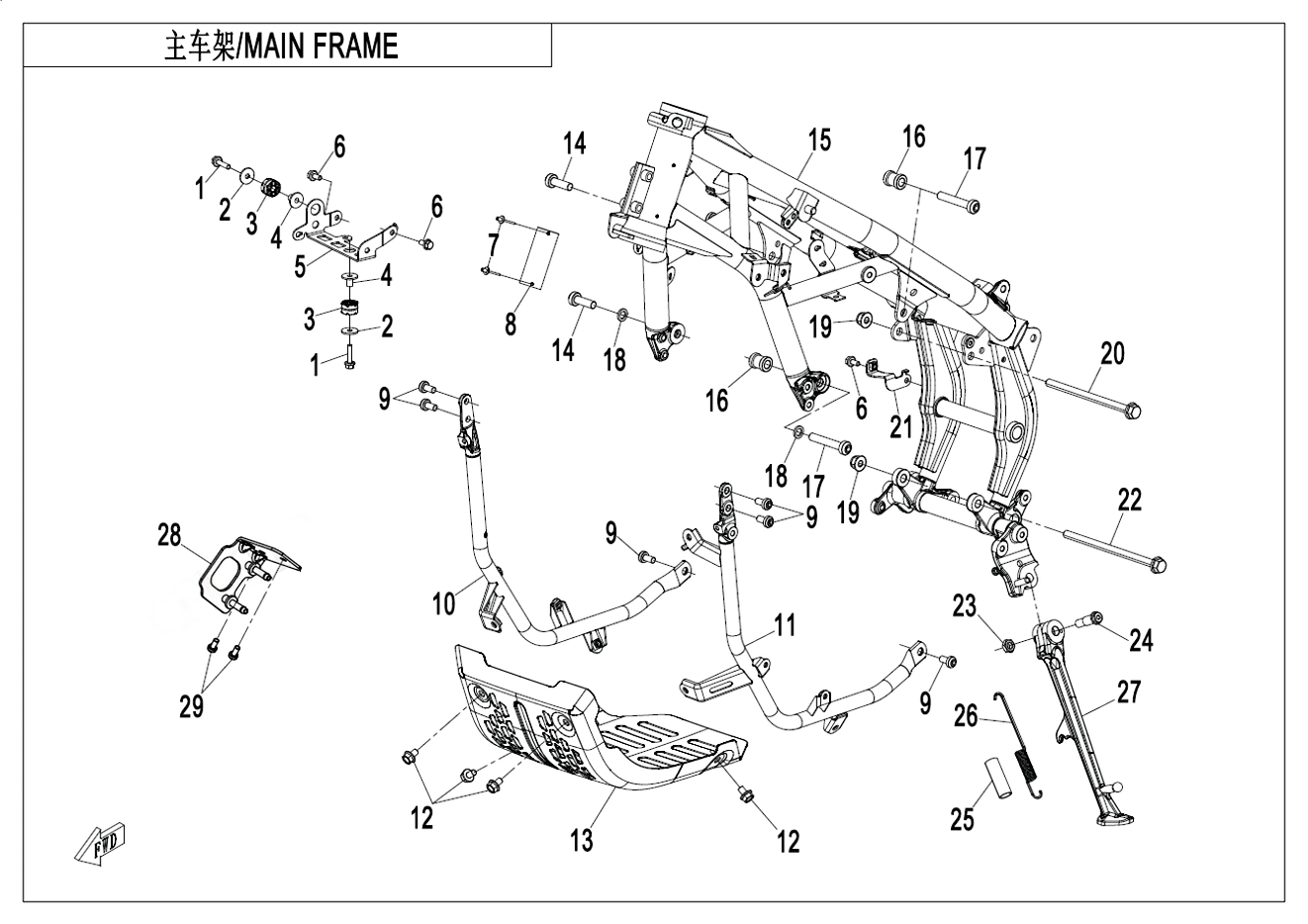 2026 CF MOTO CF400-8H MAIN FRAME(LOW FENDER) - F03-2-A
