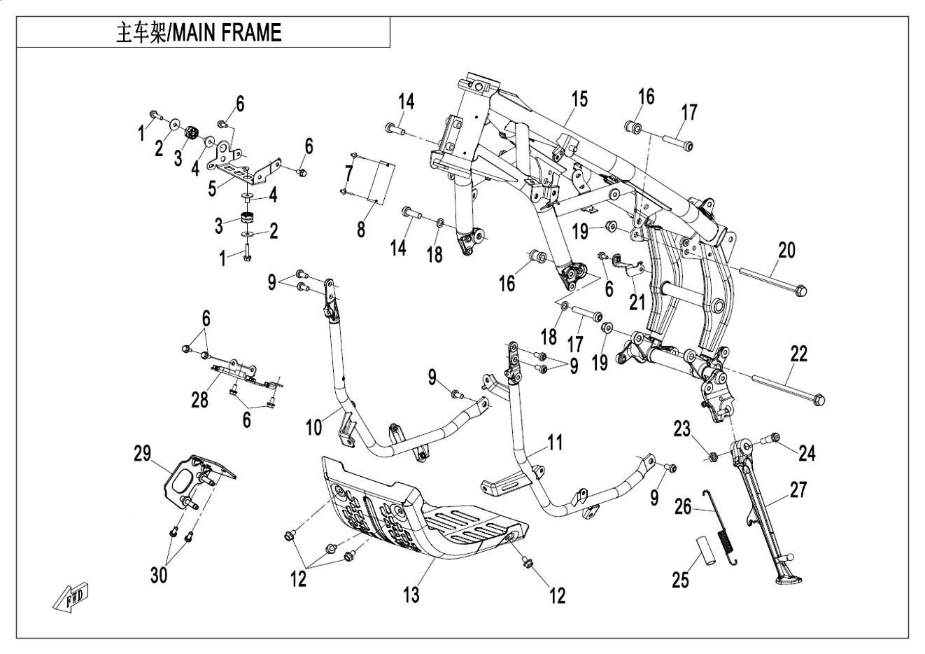2026 CF MOTO CF400-8H MAIN FRAME(HIGH FENDER) - F03-2-B
